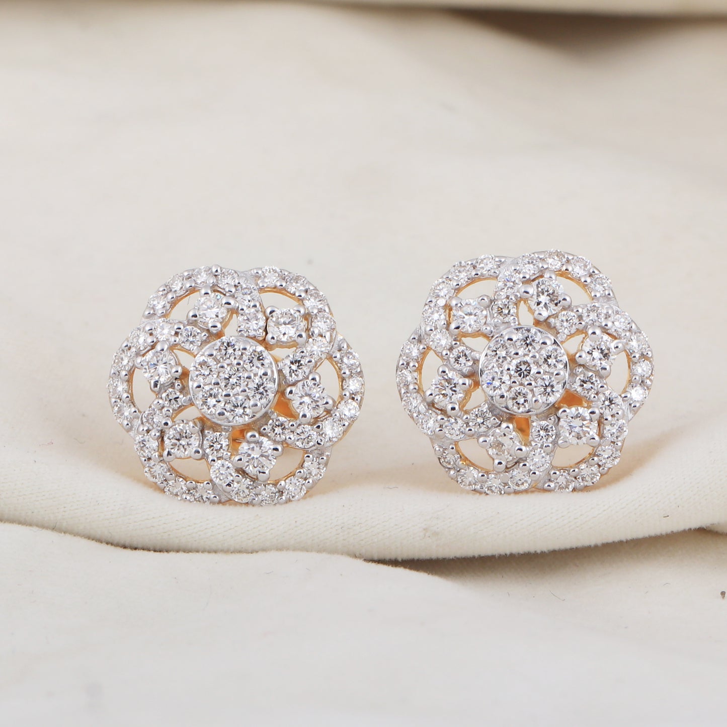 Diamond Flower Cluster Earrings