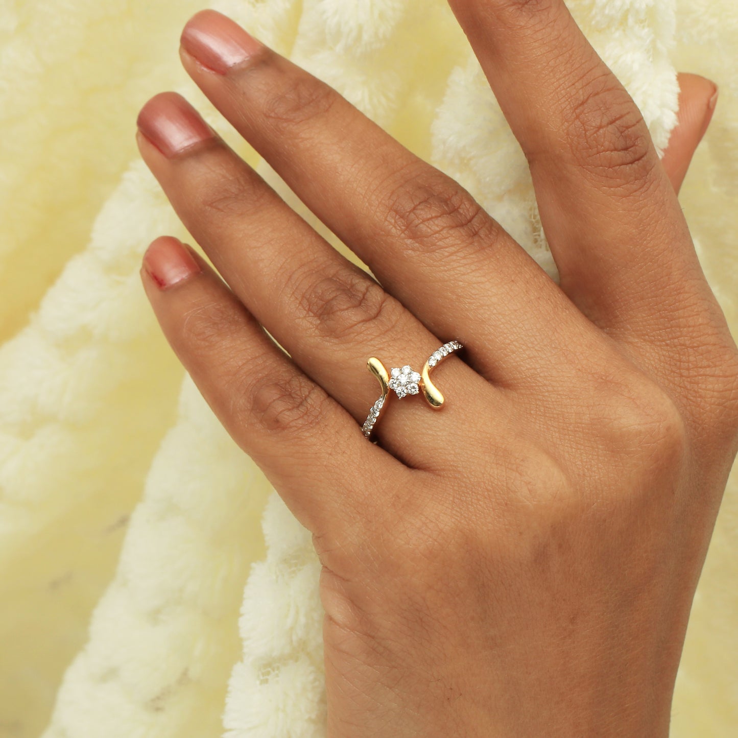 Gemmed Floret Diamond Ladies Ring
