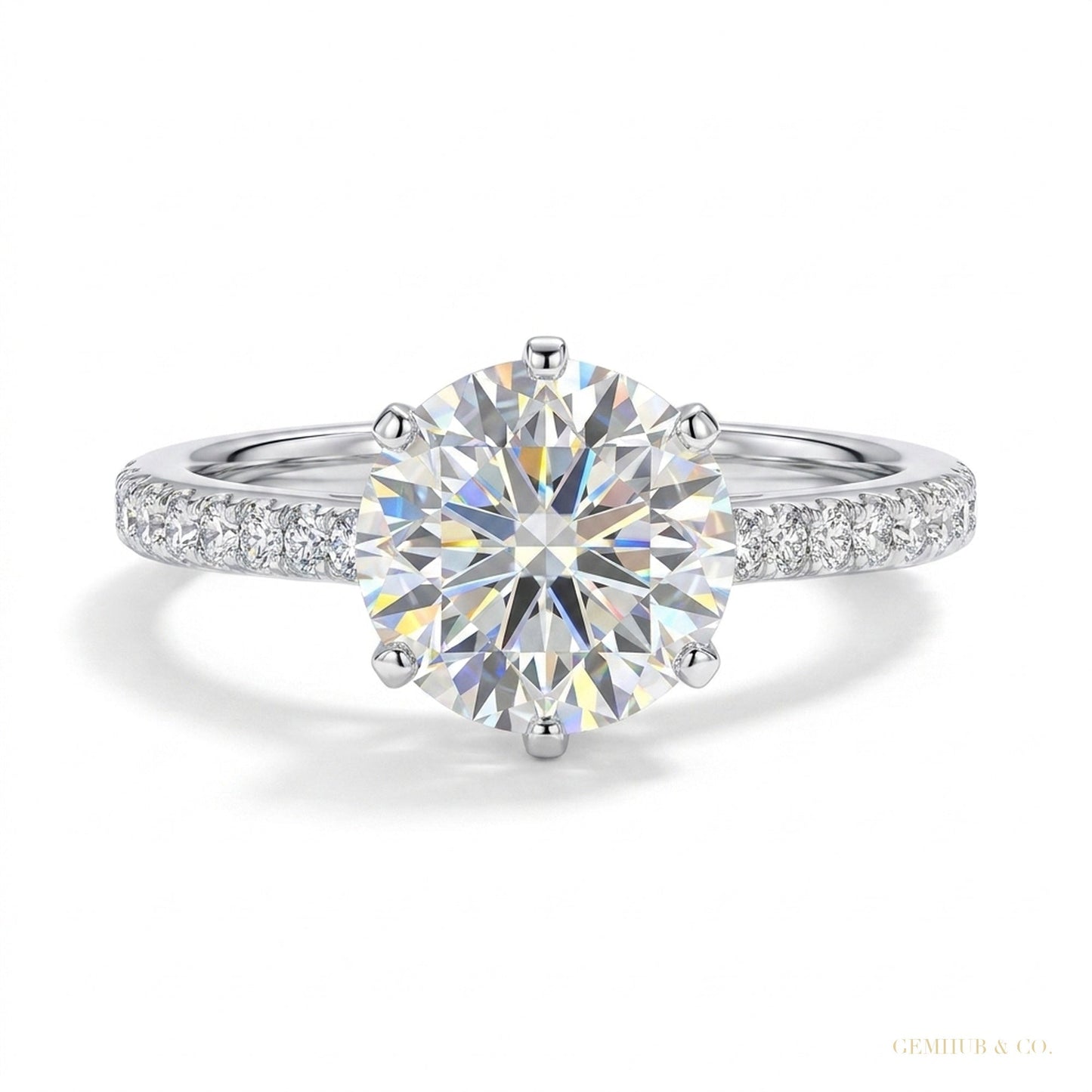 6.00 ct DEW White Moissanite Ring – Thoughtful Labor Day Gift for Her 18K Gold Plated V 18K Gold Plated – white background main image