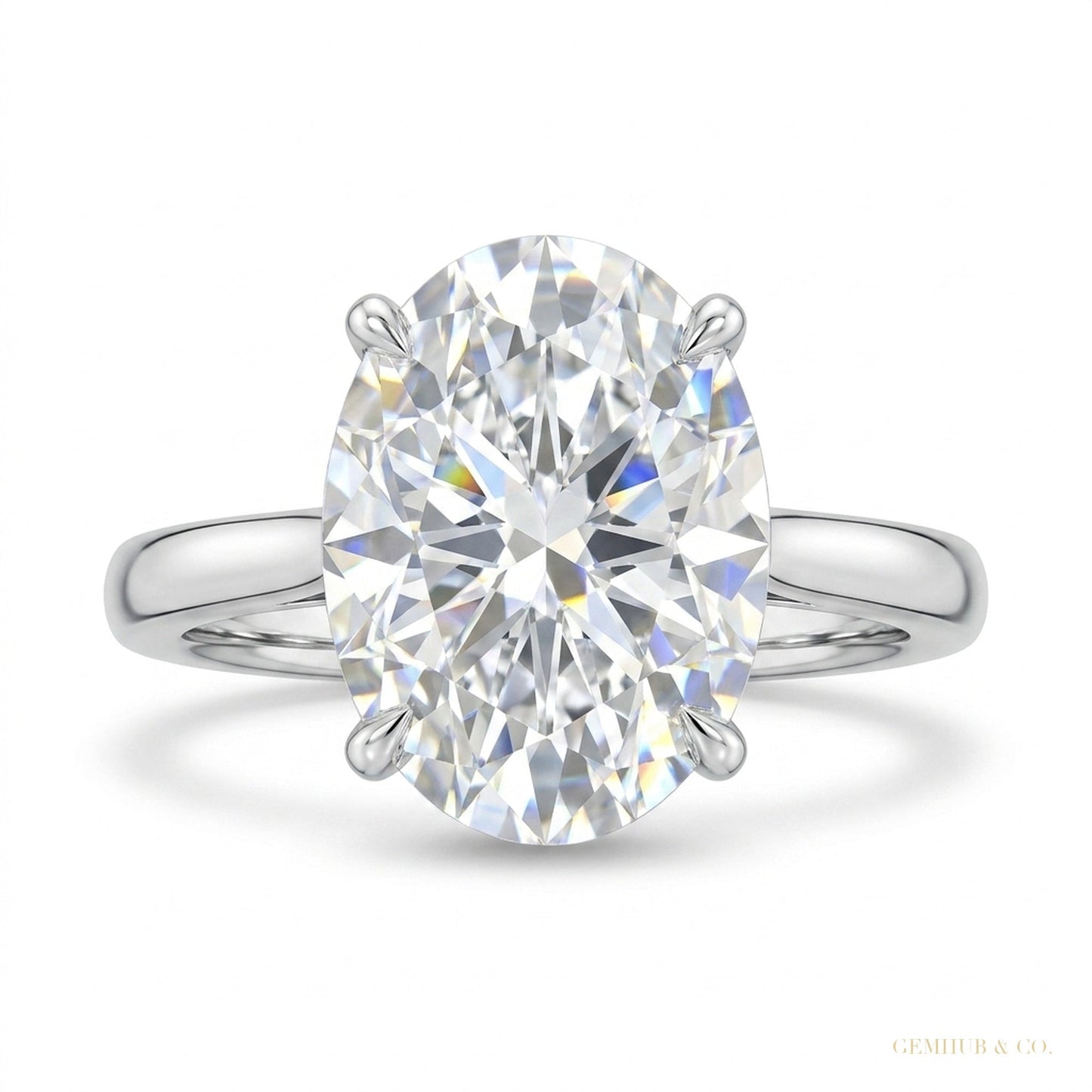 6.50 ct DEW Certified White Moissanite Solitaire Ring in – Festive Gift 18K Gold Plated – white background main image