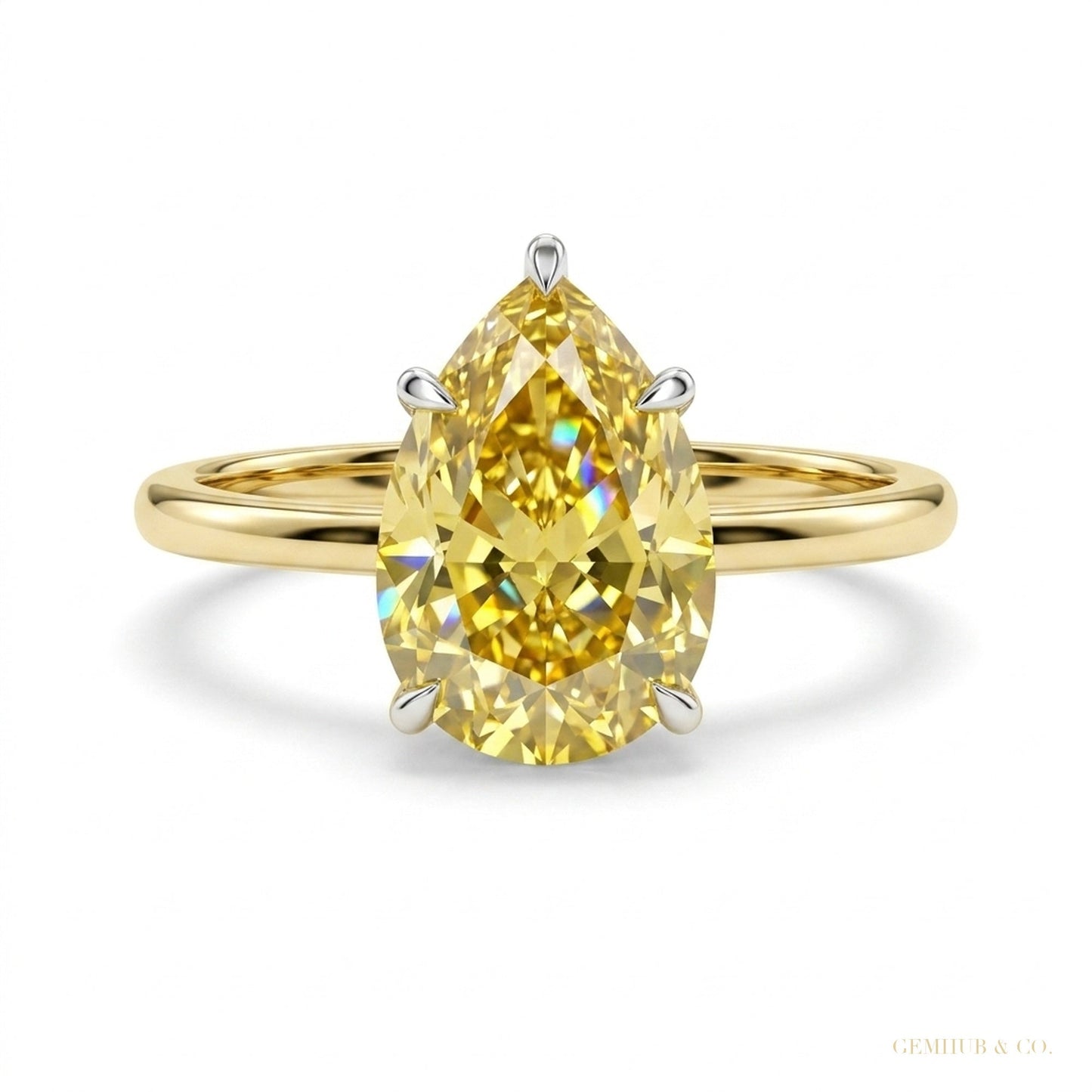 6.50 ct DEW Champagne Treated Moissanite Solitaire Ring Gift for Wife 18K Gold Plated V 18K Gold Plated – white background main image