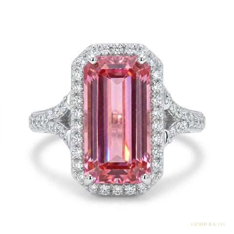6.50 ct DEW Pink Moissanite Solitaire Ring Luxury Gift for Women Birthday 18K Gold Plat 18K Gold Plated – white background main image
