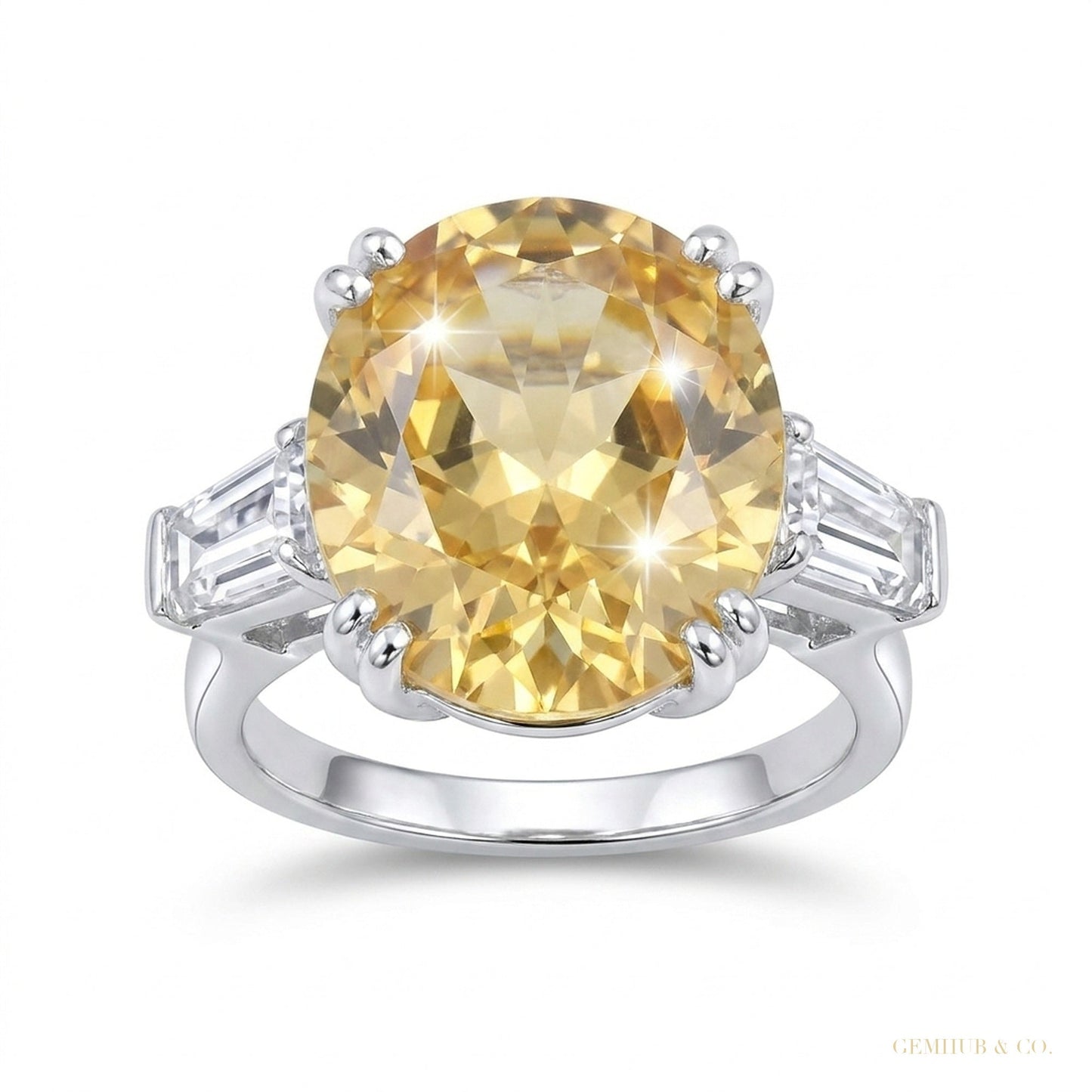 6.70 ct DEW Champagne Moissanite Ring in – Unique Wedding Gift Idea 18K Gold Plated Ver 18K Gold Plated – white background main image