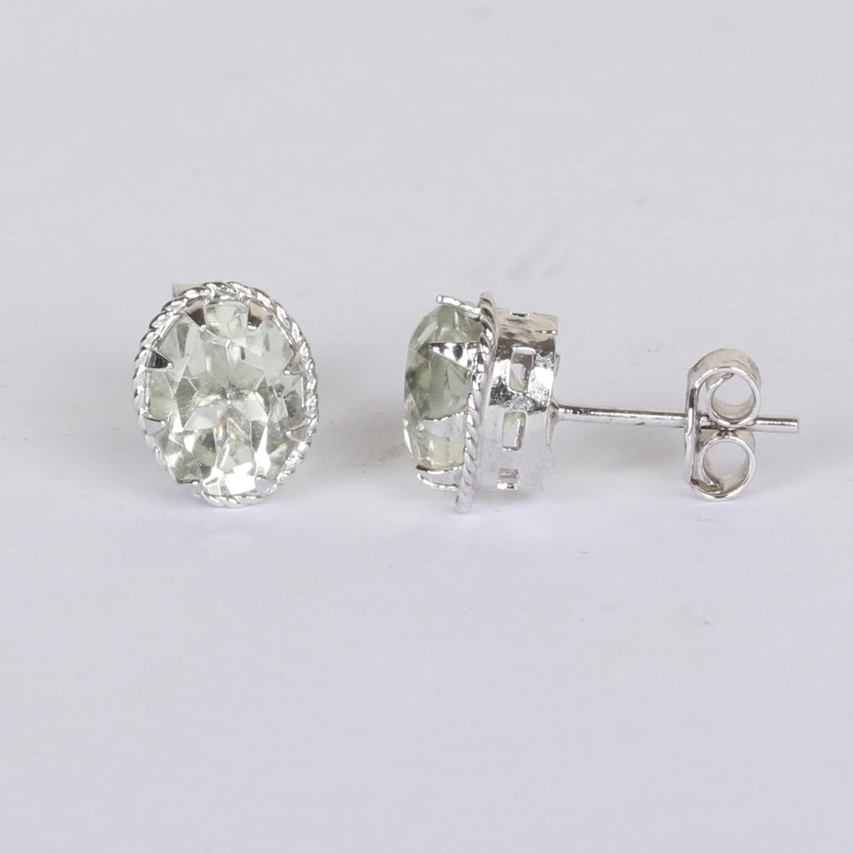 GEMHUB 925 Sterling Silver Gemstone Stud Earrings - Blue Aquamarine 5.35 Ct