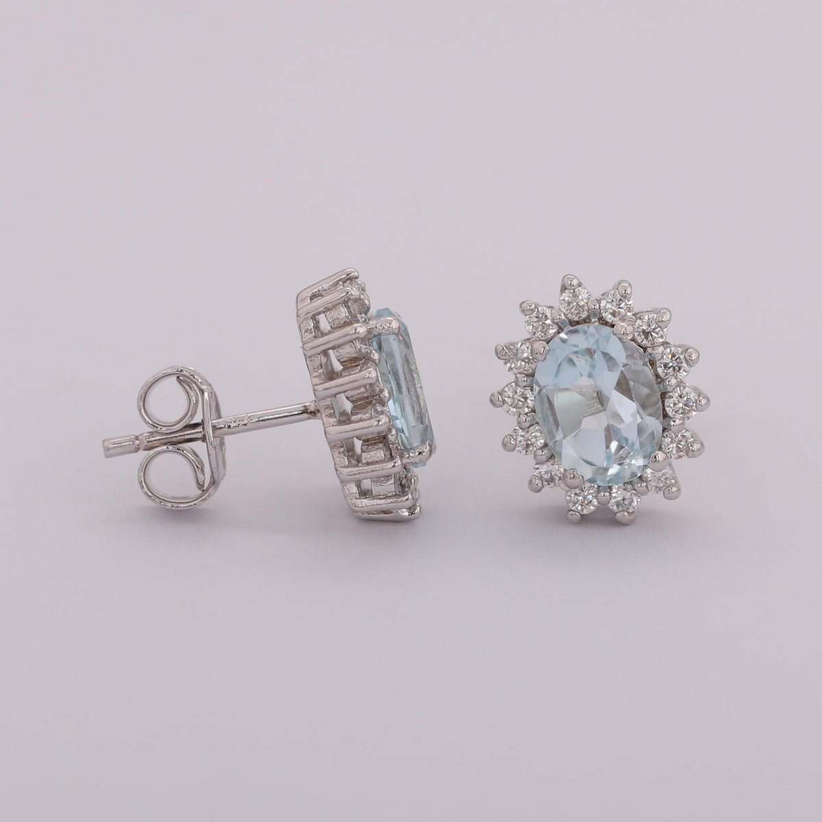 GEMHUB 925 Sterling Silver Gemstone Stud Earrings - Blue Aquamarine 8.85 Ct