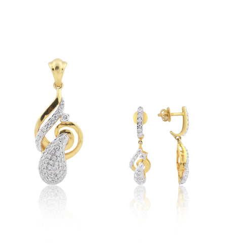 18KT 1.26 Ct Natural Diamond Pendant And Earrings Set, IGI Certified Jewellery