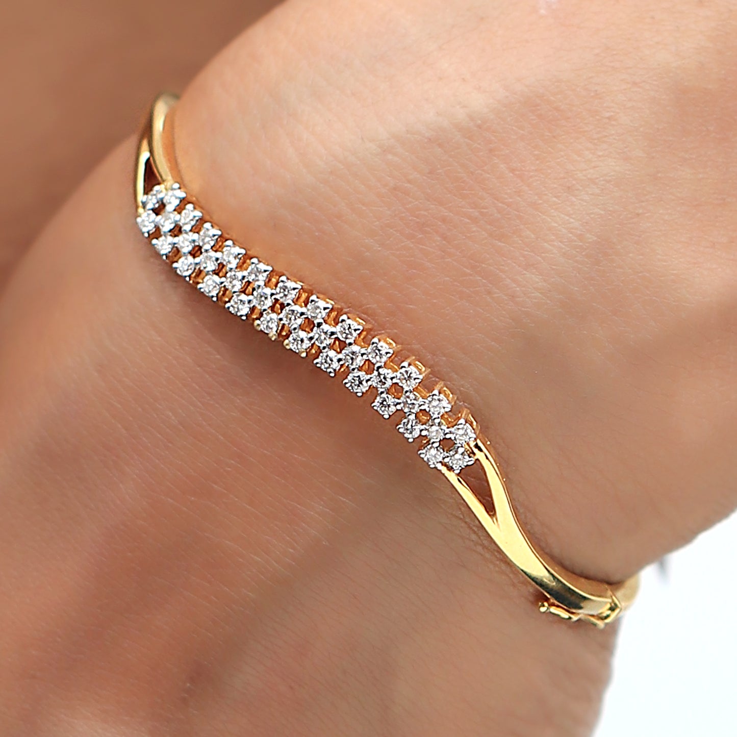 Elegant Twin Row Diamond Bangle