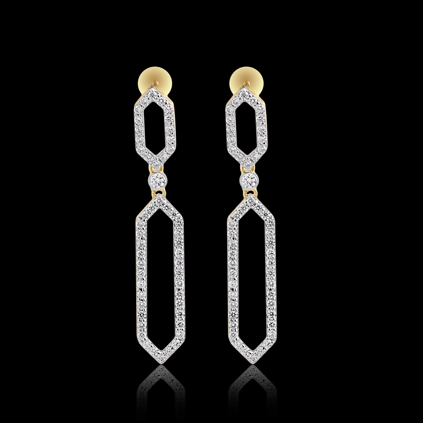 Modern Geometric Diamond Dangle Earrings