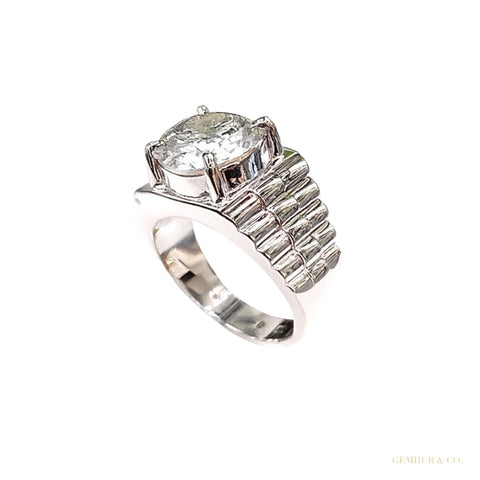 7.25 ct DEW Certified White Moissanite Men's Ring – Stylish Gift for Him this Fall 18K 18K Gold Plated – white background main image