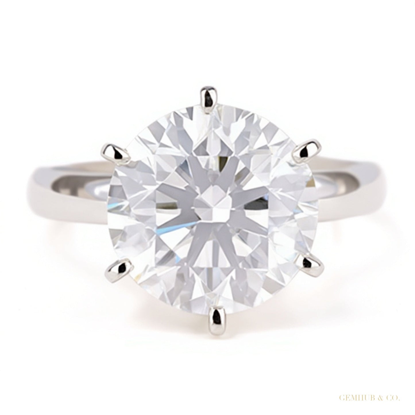 7.50 ct DEW Certified White Moissanite Solitaire Ring in – Gift for Wife 18K Gold Plate 18K Gold Plated – white background main image