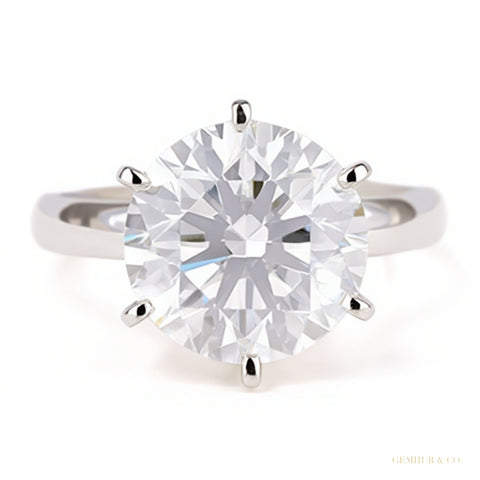 7.50 ct DEW Certified White Moissanite Solitaire Ring in – Gift for Wife 18K Gold Plate 18K Gold Plated – white background main image