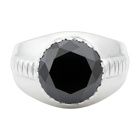 5.2 ct DEW Black Moissanite Round Solitaire Ring - 18K Gold Vermeil on 925 Sterling Silver
