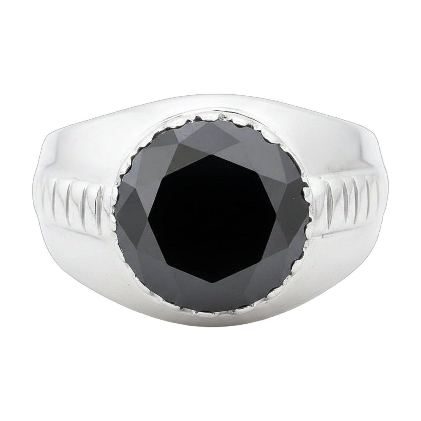 5.2 ct DEW Black Moissanite Round Solitaire Ring - 18K Gold Vermeil on 925 Sterling Silver