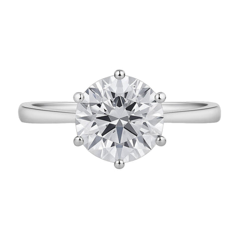 5.0 ct DEW White Moissanite Round Solitaire Ring - 18K Gold Vermeil on 925 Sterling Silver
