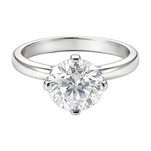 8.5 ct DEW White Moissanite Round Solitaire Ring - 18K Gold Vermeil on 925 Sterling Silver