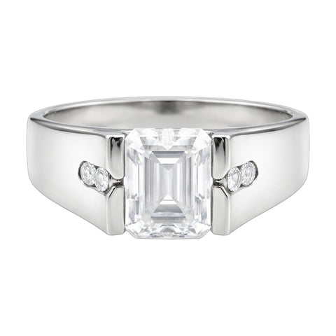 4.0 ct DEW White Moissanite Radiant Solitaire Ring - 18K Gold Vermeil on 925 Sterling Silver