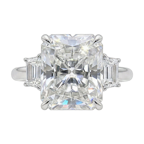 5.7 ct DEW White Moissanite Radiant Solitaire Ring - 18K Gold Vermeil on 925 Sterling Silver