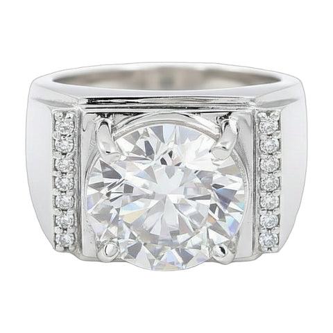 5.95 ct DEW White Moissanite Round Solitaire Ring - 18K Gold Vermeil on 925 Sterling Silver