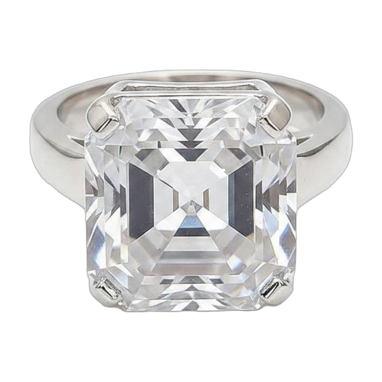 8.3 ct DEW White Moissanite Radiant Solitaire Ring - 18K Gold Vermeil on 925 Sterling Silver
