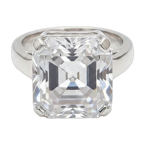 8.3 ct DEW White Moissanite Radiant Solitaire Ring - 18K Gold Vermeil on 925 Sterling Silver