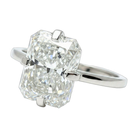 8.15 ct DEW White Moissanite Radiant Solitaire Ring - 18K Gold Vermeil on 925 Sterling Silver