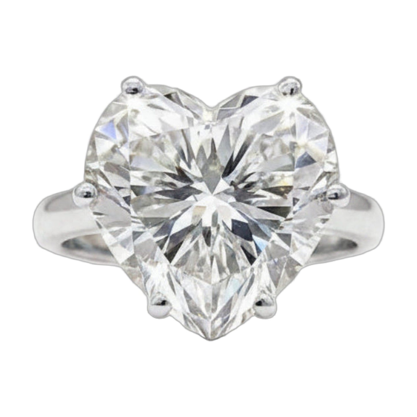 7.2 ct DEW White Moissanite Heart Solitaire Ring - 18K Gold Vermeil on 925 Sterling Silver