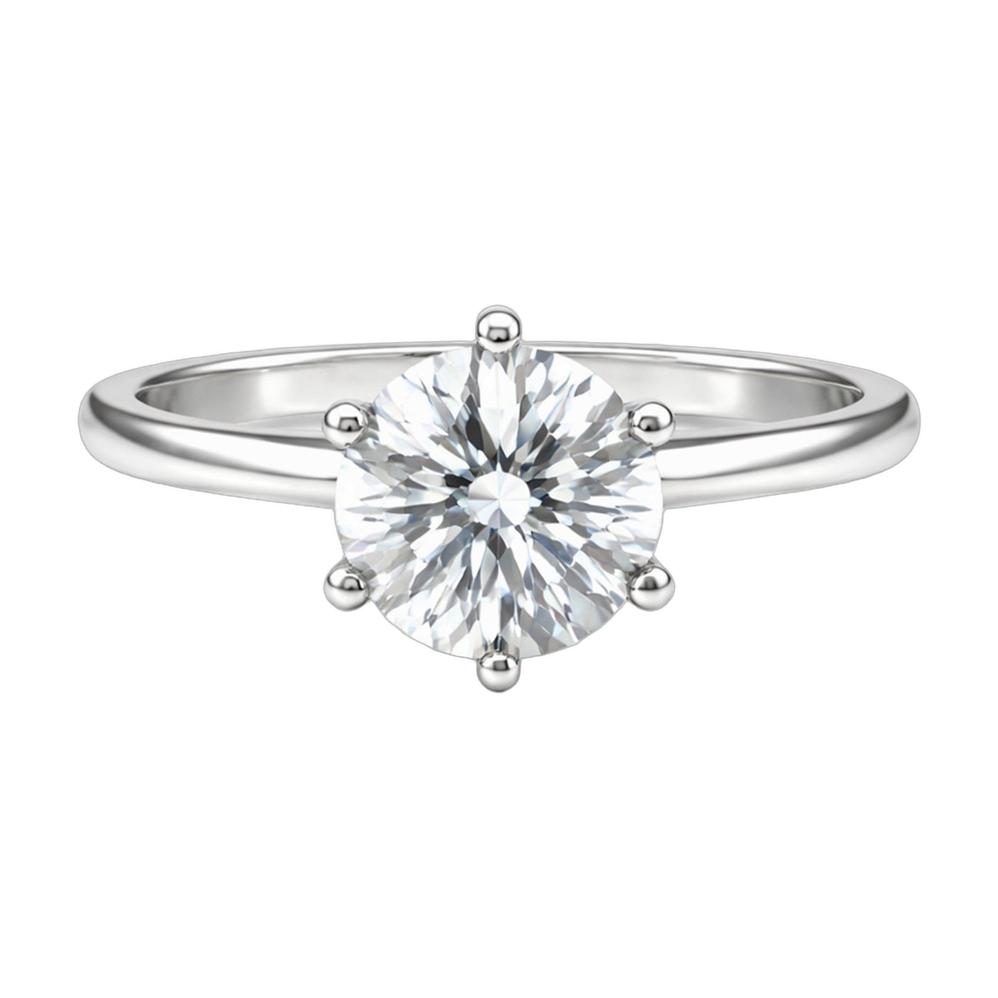 5.3 ct DEW White Moissanite Round Solitaire Ring - 18K Gold Vermeil on 925 Sterling Silver