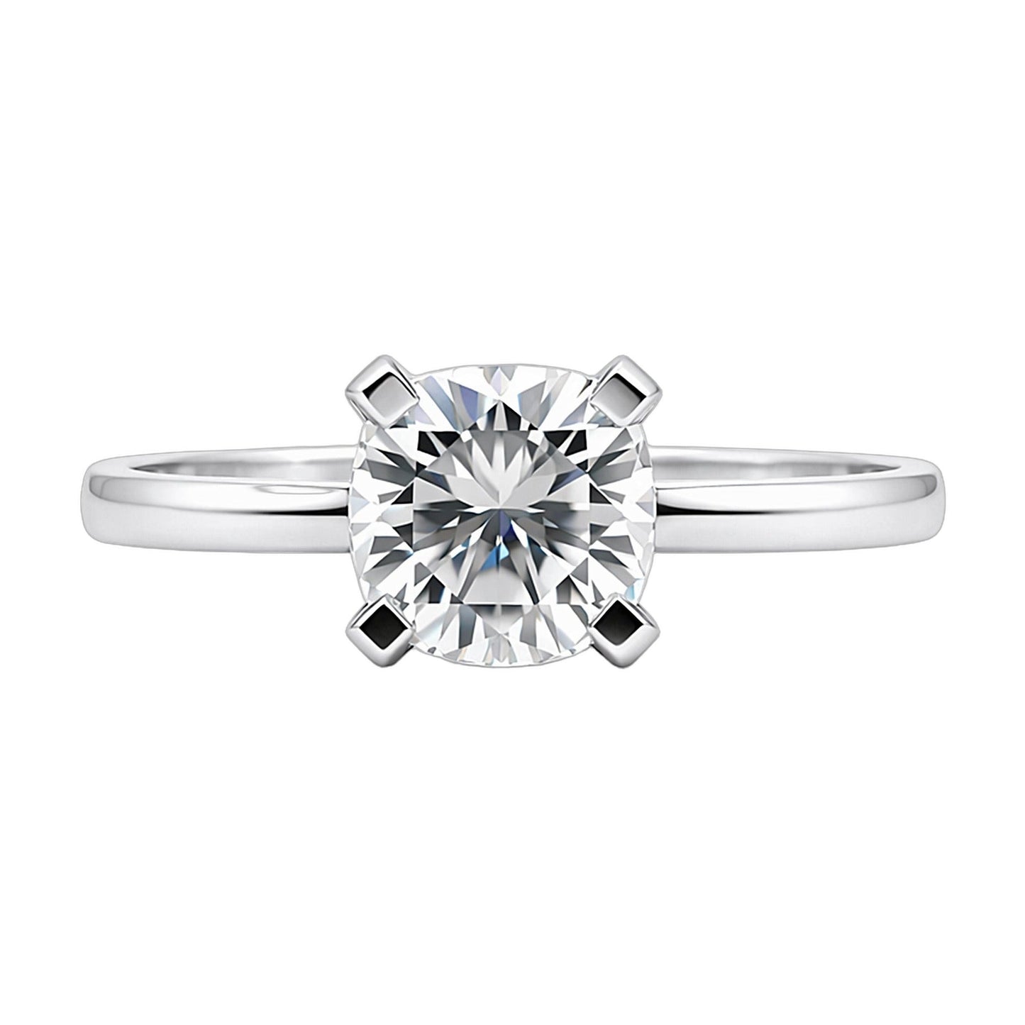 4.55 ct DEW White Moissanite Cushion Solitaire Ring - 18K Gold Vermeil on 925 Sterling Silver