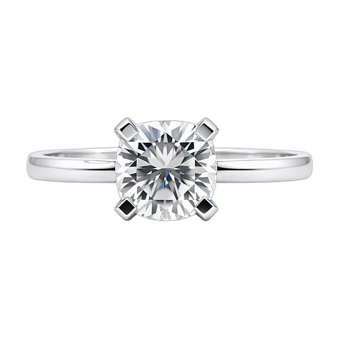 4.55 ct DEW White Moissanite Cushion Solitaire Ring - 18K Gold Vermeil on 925 Sterling Silver