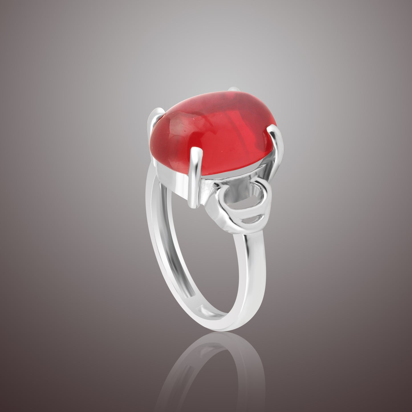 Certified 6 Ct. Natural Oval Shape 6 Rays Red Star Ruby Ring in 925 Sterling Silver