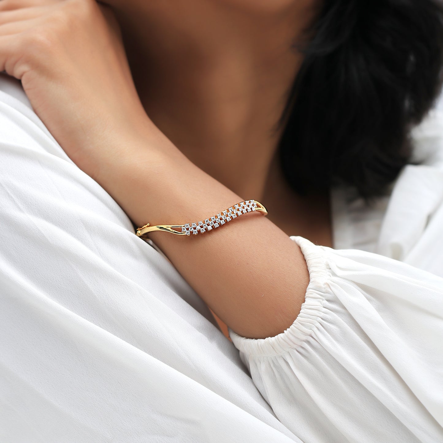 Elegant Twin Row Diamond Bangle