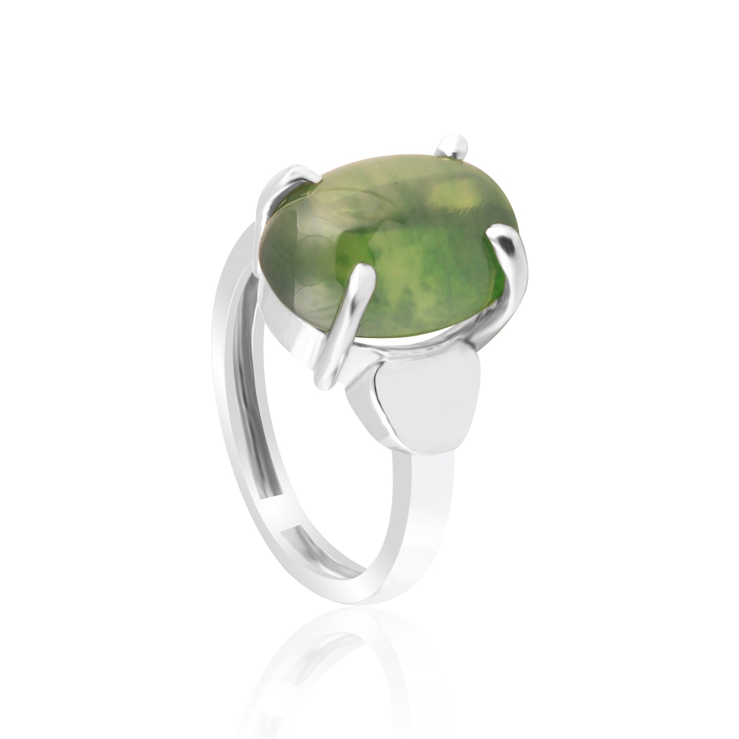 9 Ct Natural Oval Cabochon 6 Rays Green Star Sapphire 925 Sterling Silver Ring