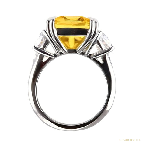 8.20 ct DEW Champagne Moissanite Solitaire Ring in – Gift for Husband 18K Gold Plated V 18K Gold Plated – white background main image