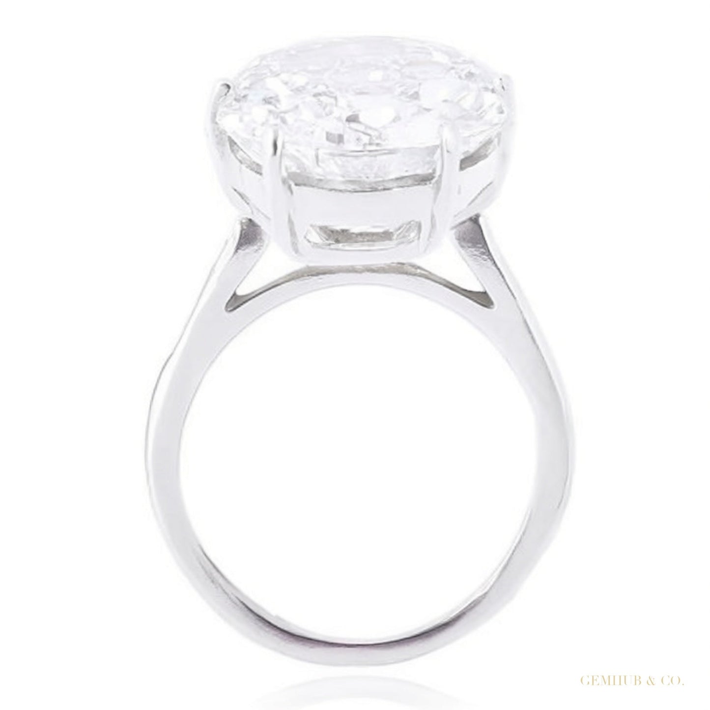 8.30 ct DEW Certified Round Cut White Moissanite Solitaire 925 Sterling Ring For Wife 1 18K Gold Plated – white background main image