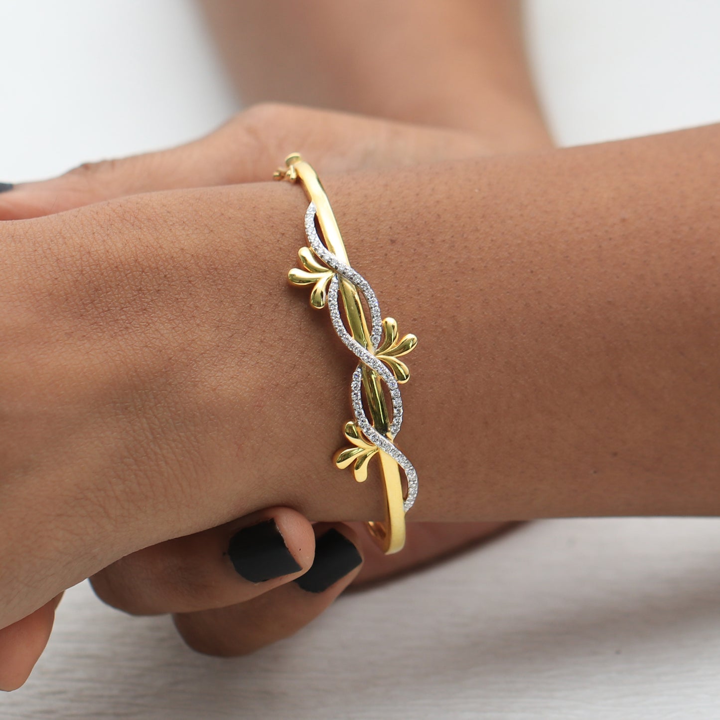 Floral Twist Diamond Bangle