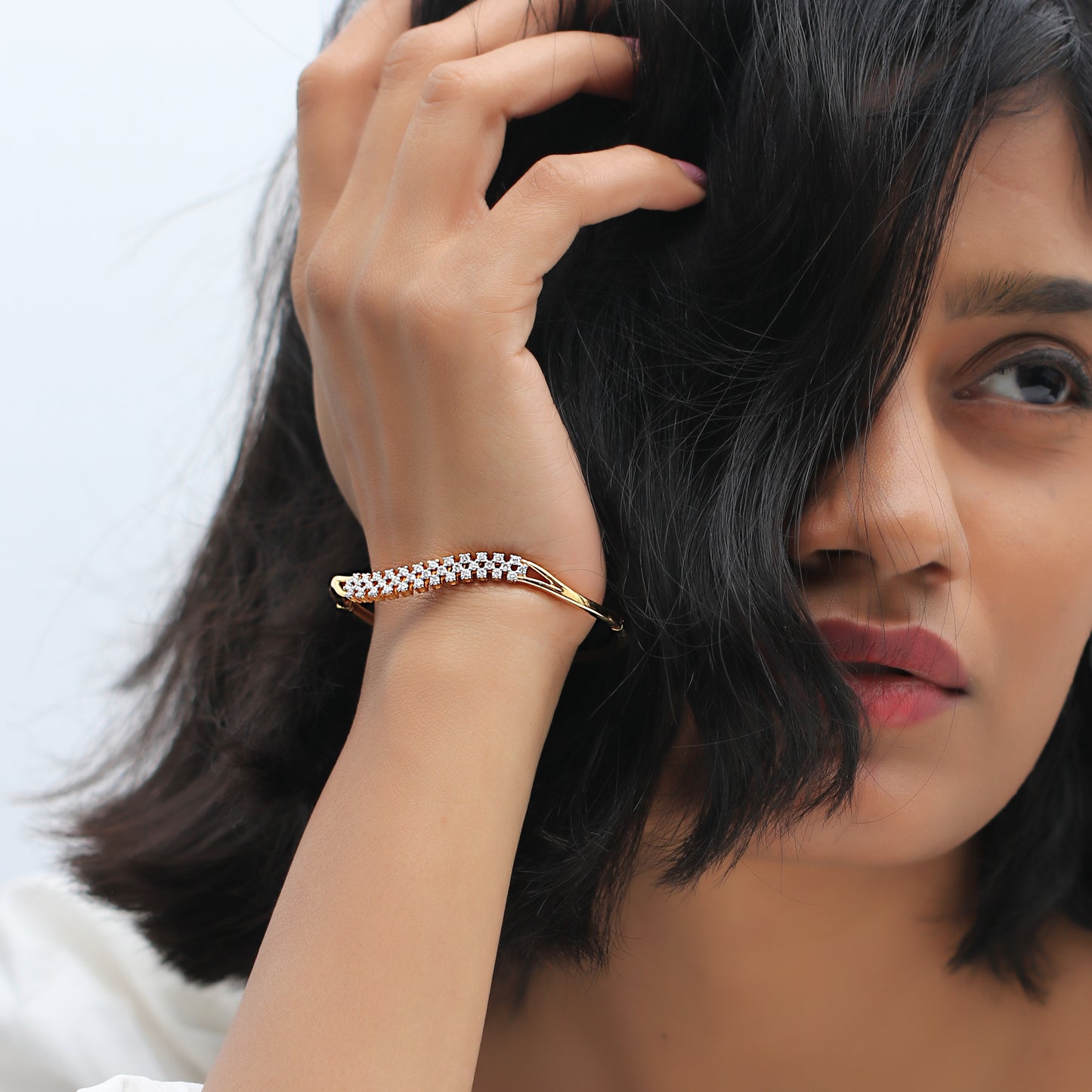 Elegant Twin Row Diamond Bangle