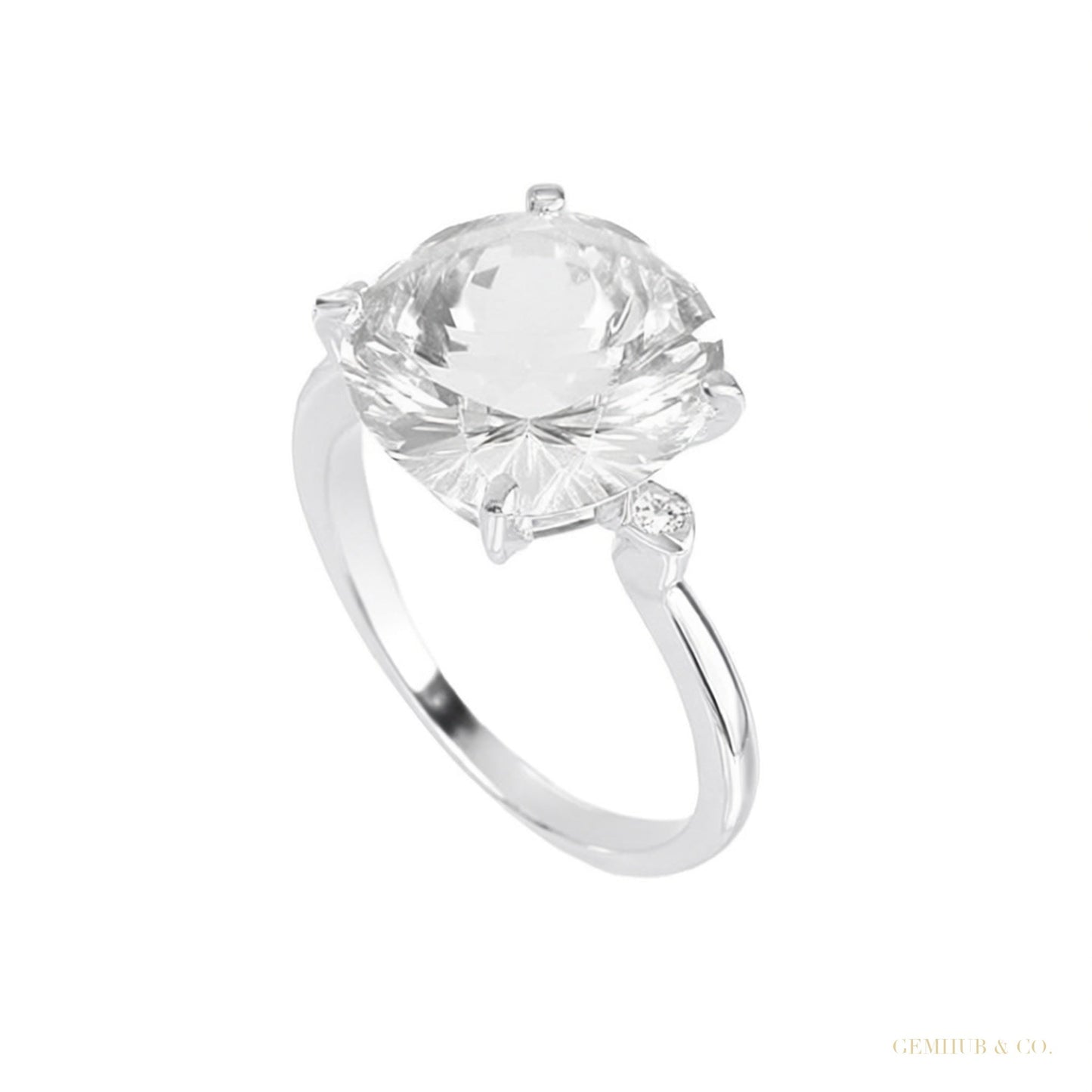 9.00 ct DEW Certified White Moissanite Solitaire Ring – Anniversary Gift for Wife 18K G 18K Gold Plated – white background main image