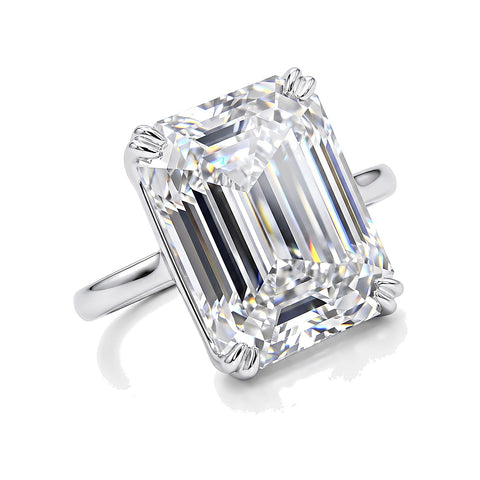 9.00 ct DEW White Moissanite Emerald Cut Solitaire Ring For Wife 18K Gold Plated Vermei 18K Gold Plated – white background main image