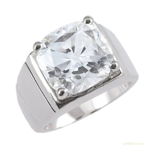 9.25 ct DEW White Moissanite Men's Solitaire Ring – Christmas Gift 18K Gold Plated Verm 18K Gold Plated – white background main image