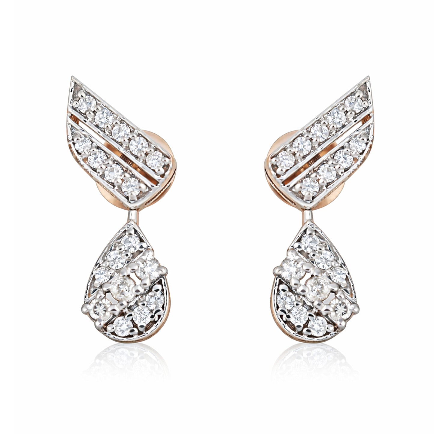 18K Lab-Grown Diamond Pave Round Stud Earrings