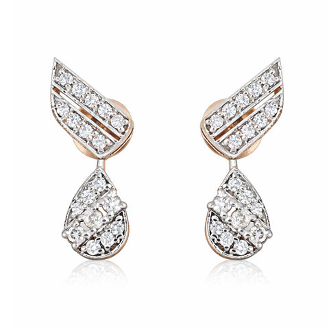 18K Lab-Grown Diamond Pave Round Stud Earrings