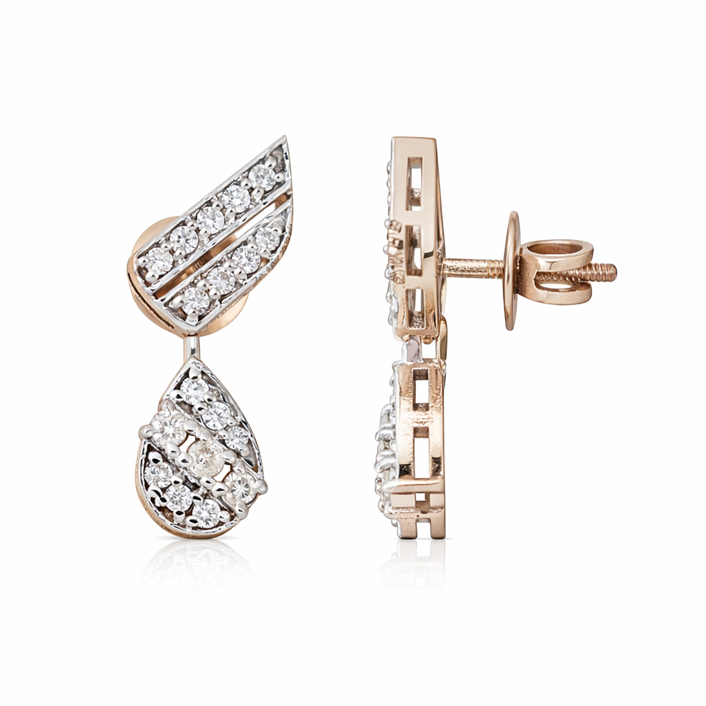 18K Lab-Grown Diamond Pave Round Stud Earrings