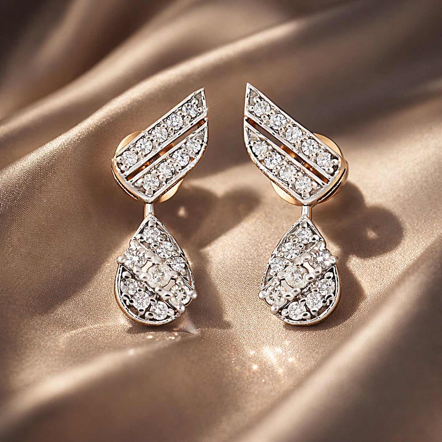 18K Lab-Grown Diamond Pave Round Stud Earrings