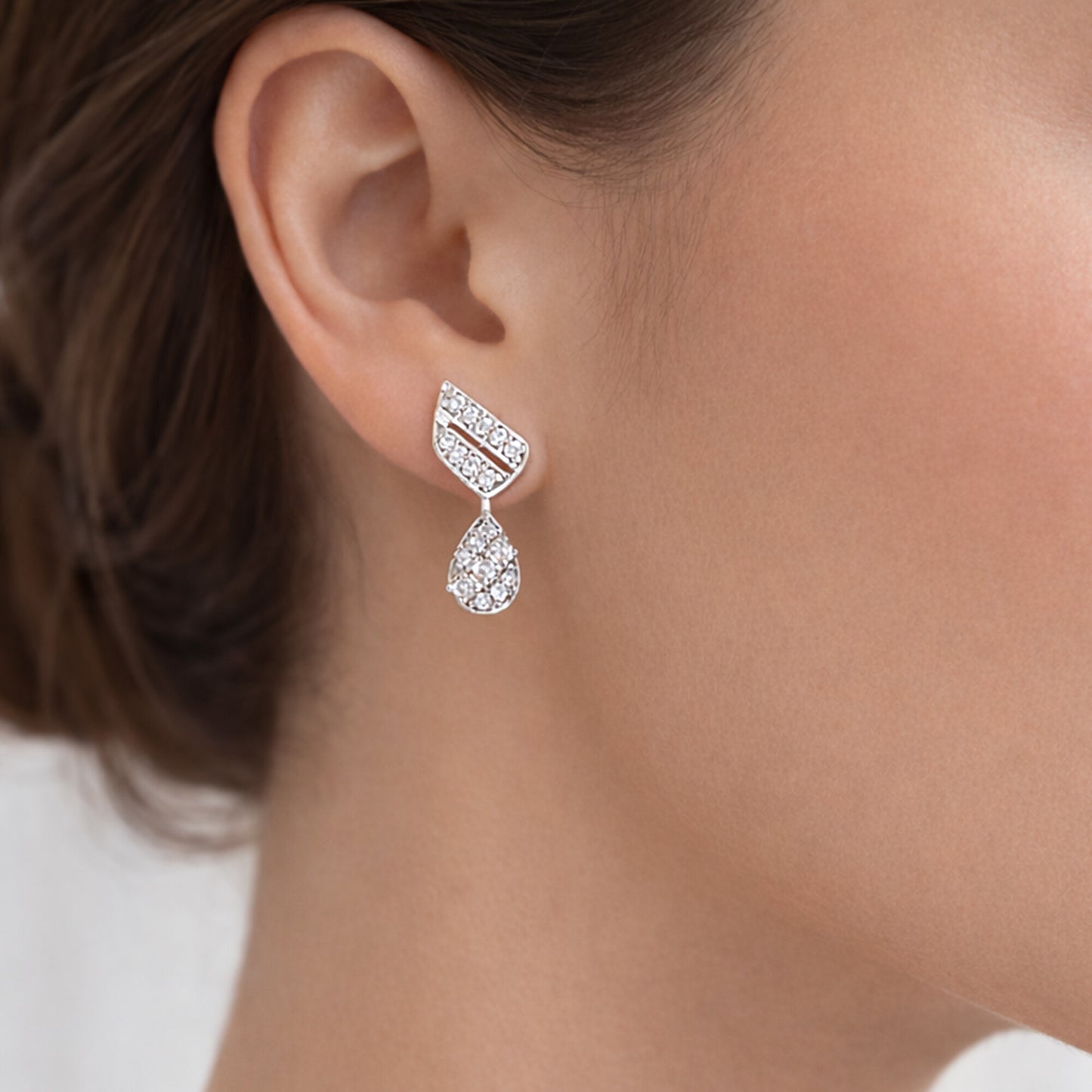 18K Lab-Grown Diamond Pave Round Stud Earrings