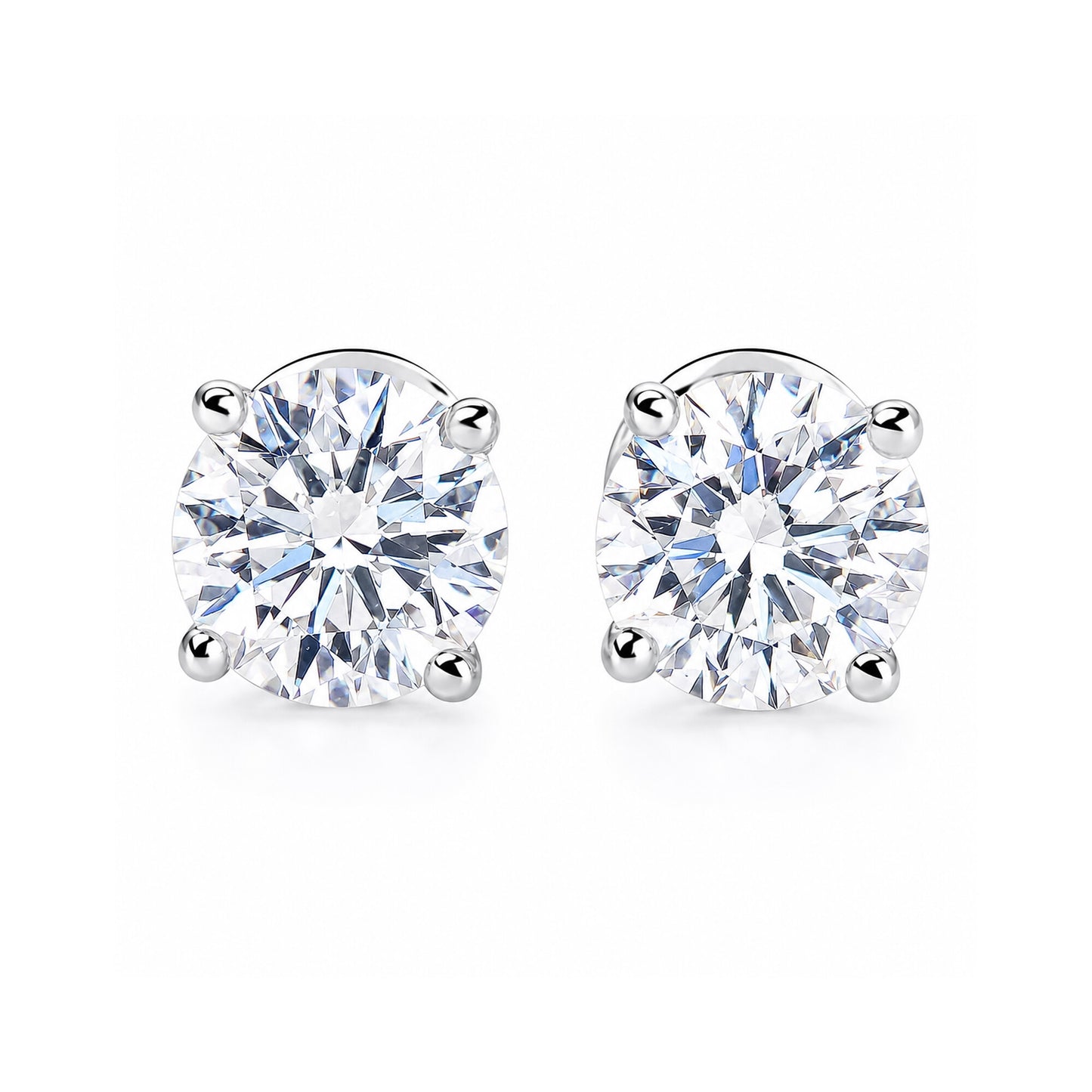14K/18K Lab-Grown Diamond Solitaire Round Stud Earrings
