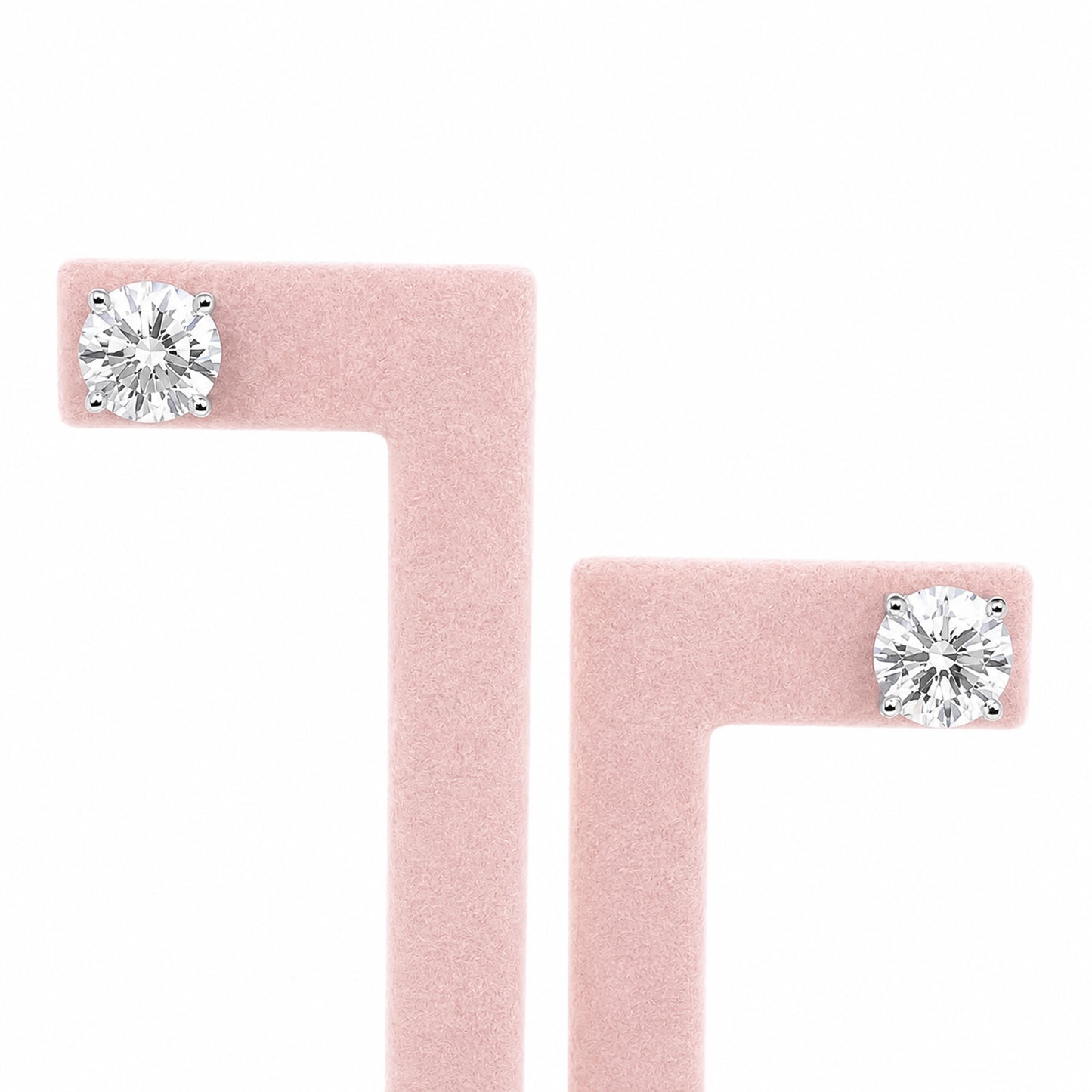 14K/18K Lab-Grown Diamond Solitaire Round Stud Earrings