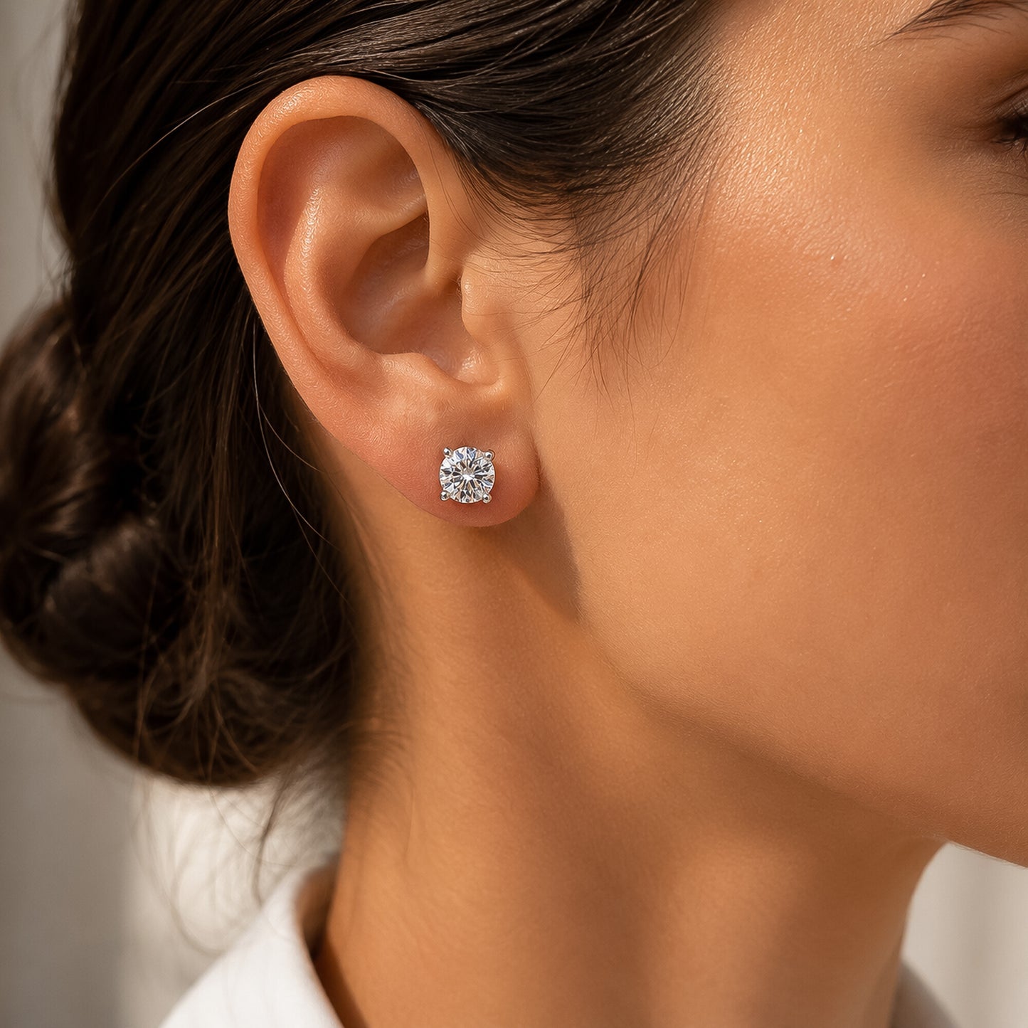 14K/18K Lab-Grown Diamond Solitaire Round Stud Earrings