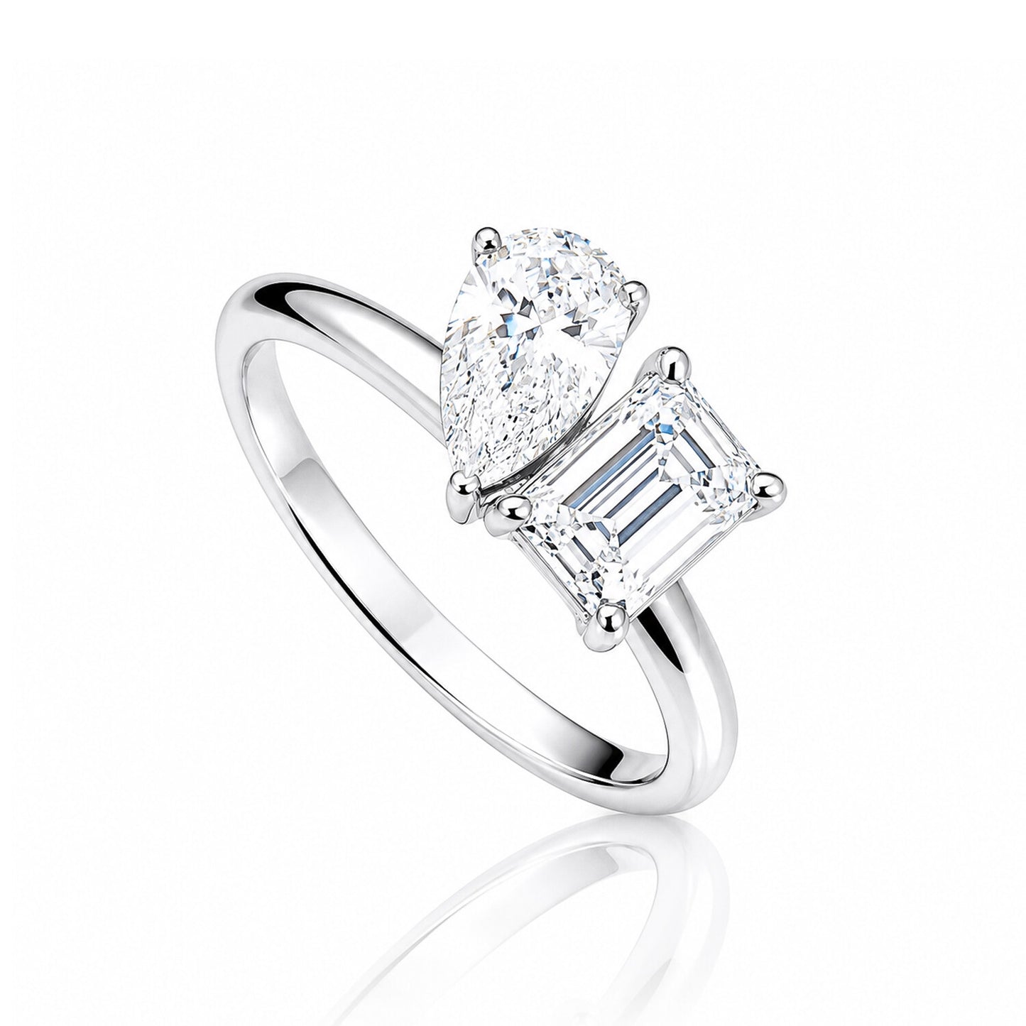 18K Lab Grown Diamond Emerald Cut Ring for Women