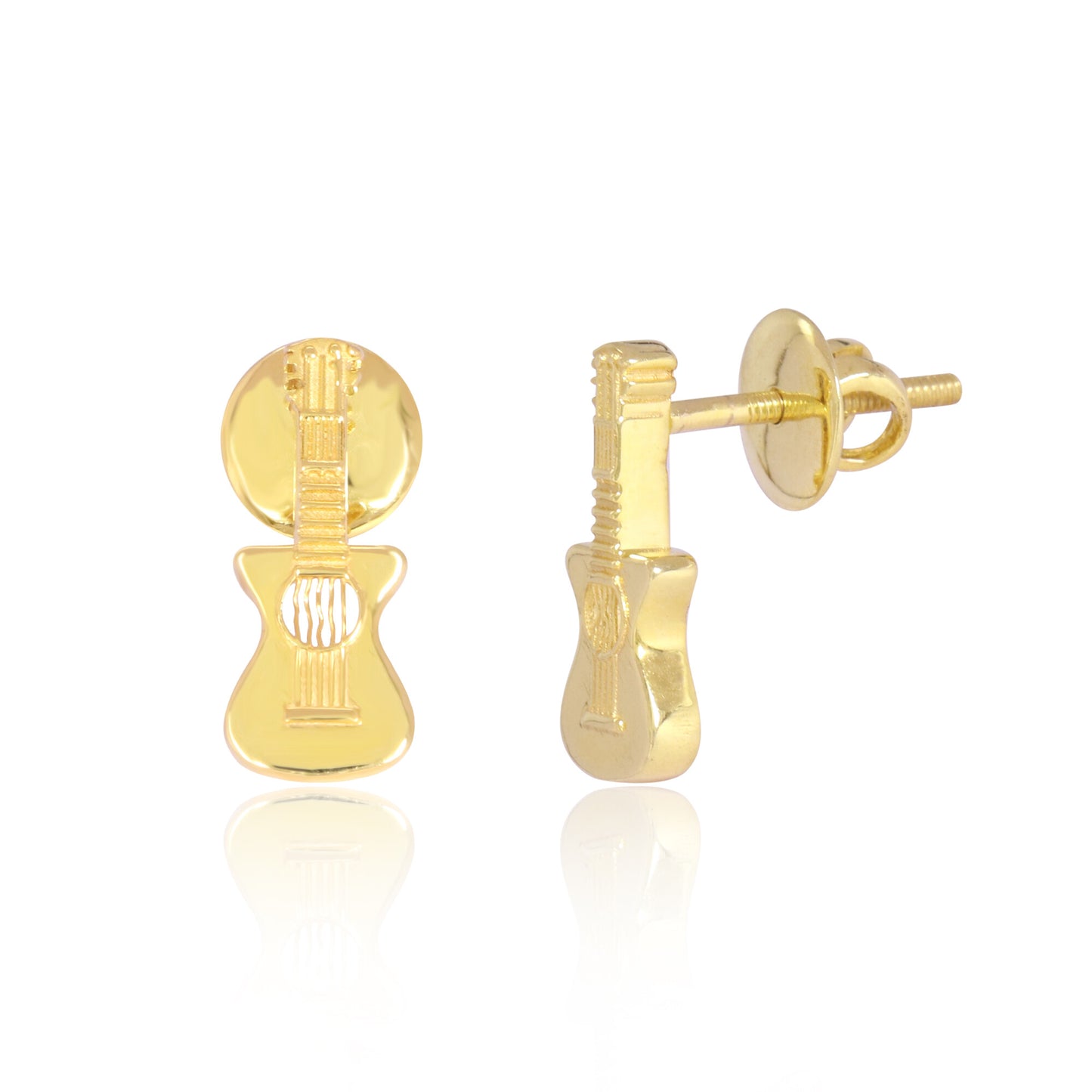 18K Gold Guitar Stud Earrings