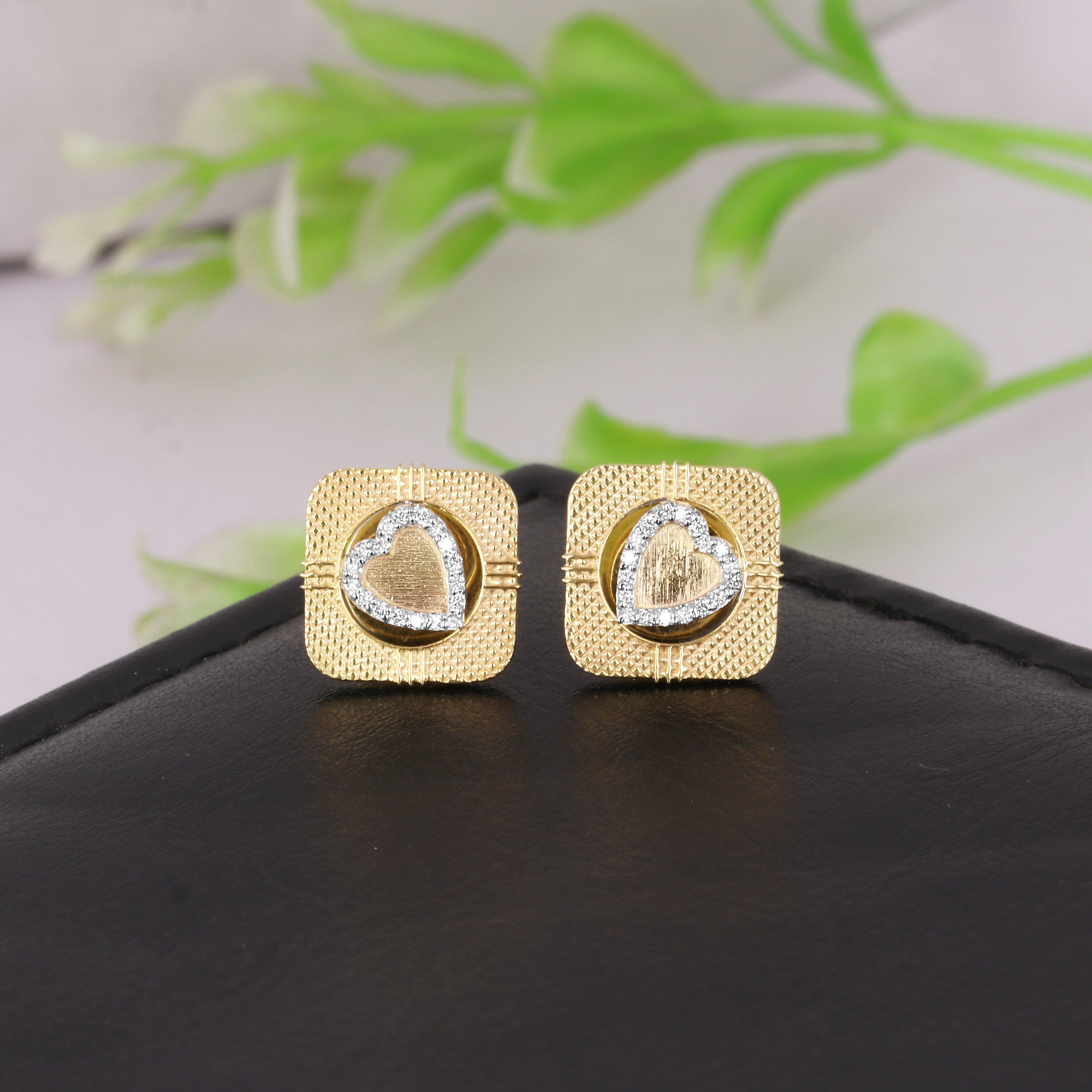 18K Lab-Grown Diamond Pave Round Stud Earrings